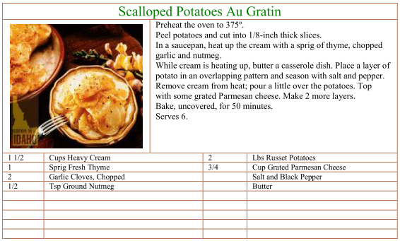 Scalloped Potato Au Gratin