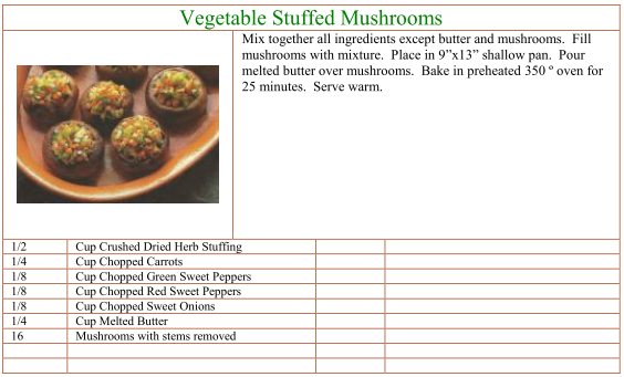 Vegetable Stuffed Mushrooms